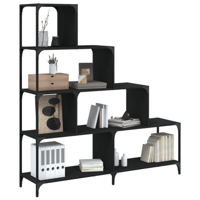 vidaXL Bookcase 4-Stair Black 139x33.5x149 cm Engineered Wood