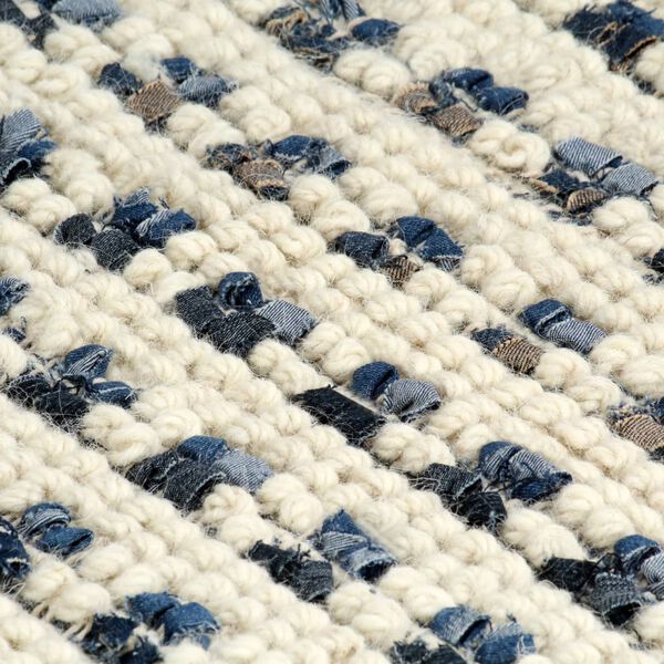 vidaXL Rug Denim Wool 80x150 cm Blue/White