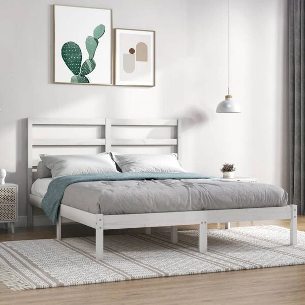 vidaXL Bed Frame without Mattress White 140x190 cm Solid Wood Pine