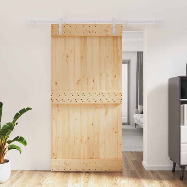vidaXL Sliding Door with Hardware Set 100x210 cm Solid Wood Pine