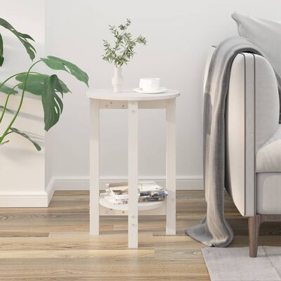vidaXL Coffee Table White Ø 40x60 cm Solid Wood Pine
