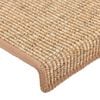vidaXL Stair Mats 15 pcs 65x21x4 cm Light Brown Rectangular Edge