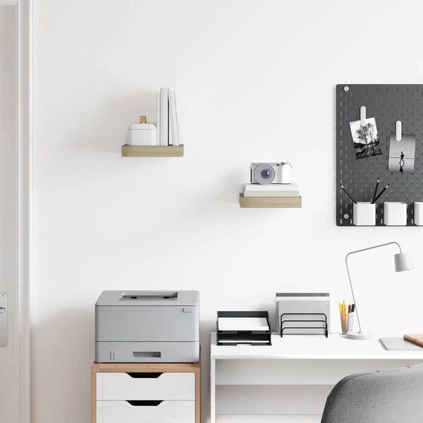 vidaXL Floating Wall Shelves 2 pcs Oak 23x23.5x3.8 cm MDF