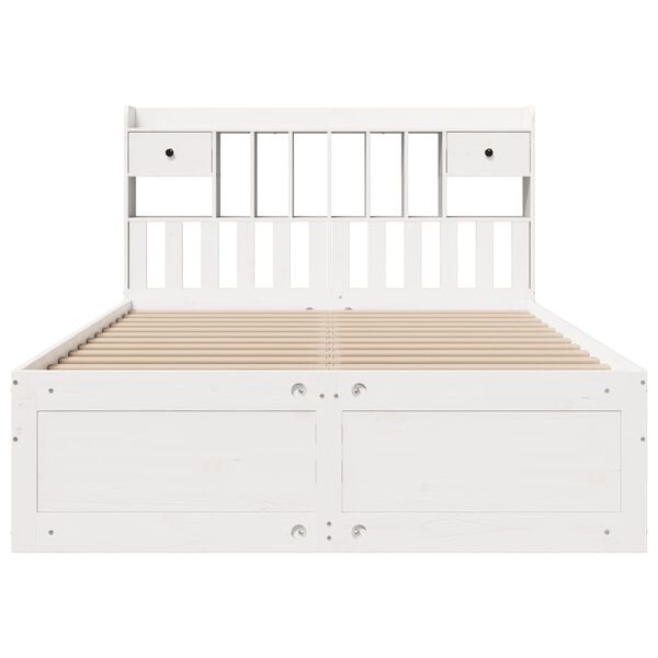 vidaXL Bookcase Bed without Mattress White 140x190 cm Solid Wood Pine