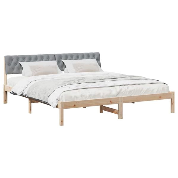 vidaXL Bed frame Brown and light grey 180 x 200 cm Solid pine wood