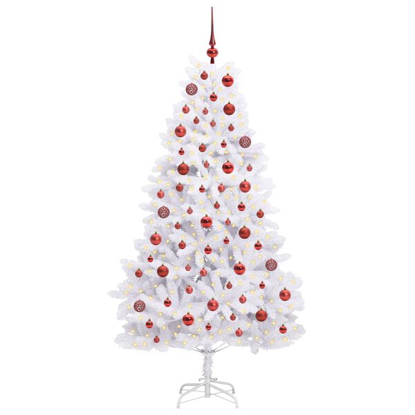 vidaXL Artificial Hinged Christmas Tree White 180 cm PVC and Steel