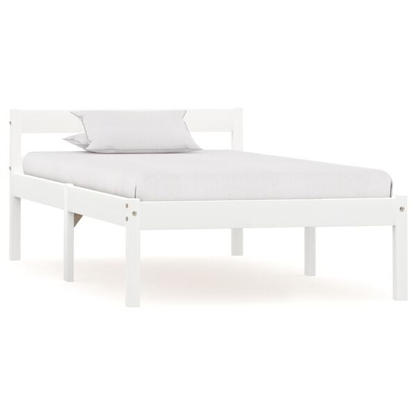 vidaXL Bed Frame without Mattress White Solid Pine Wood 90x200 cm