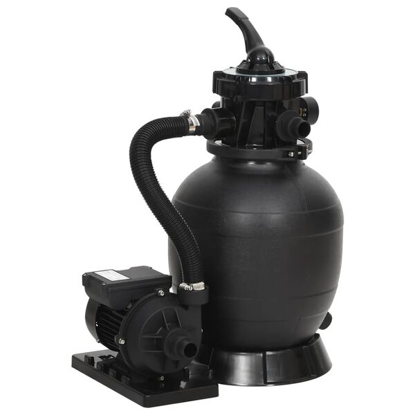 vidaXL Pool Sand Filter with 6-Way Valve Black