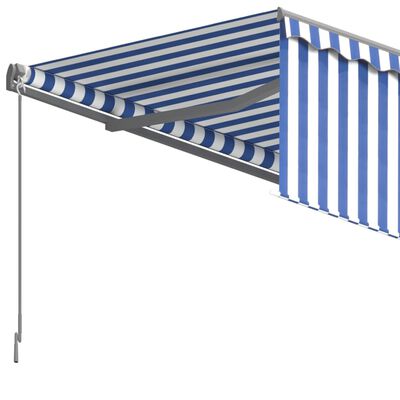 vidaXL Manual Retractable Awning with Blind 6x3m Blue&White