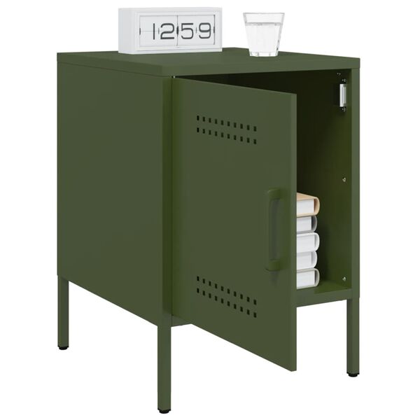 vidaXL Bedside Cabinets 2 pcs Olive Green 36x39x50.5 cm Steel
