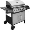 vidaXL Gas Barbecue Grill 6+1 Cooking Zone Black and Silver