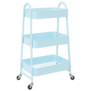 vidaXL Storage Trolley 3-Tier Blue 42x41,5x77 cm Steel
