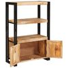 vidaXL Bookshelf with Doors Brown Solid Rough Mango Wood and Metal
