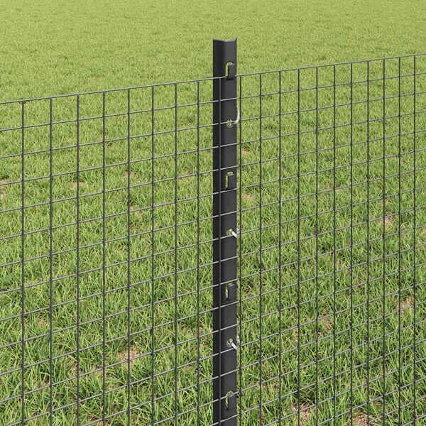 vidaXL Fence with Post Grey 0.6 x 50 m Steel and PVC