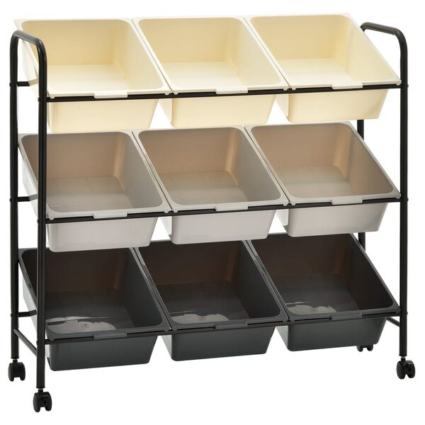 vidaXL 9-Basket Toy Storage Trolley Ombre Plastic