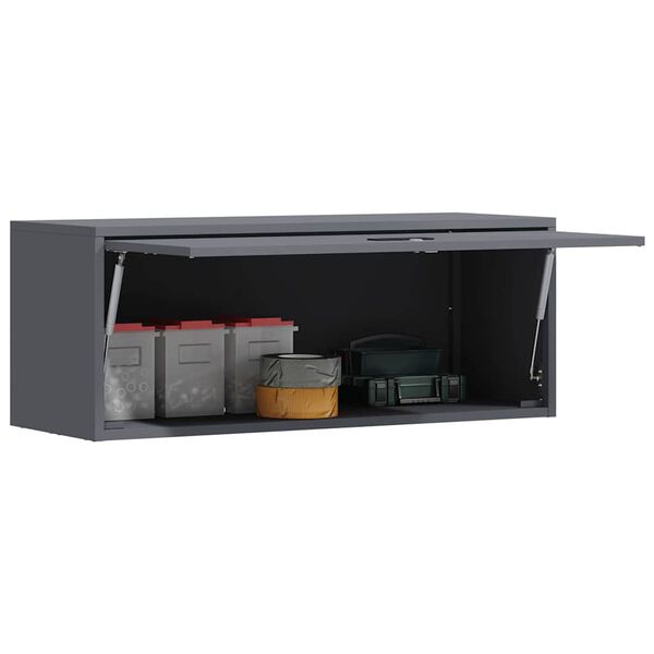 vidaXL Wall Cabinet for Garage with Gas-lift Door Anthracite