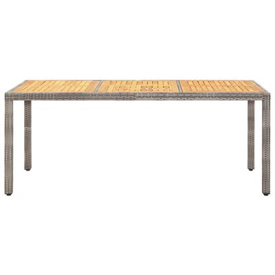 vidaXL Garden Table Grey 190x90x75 cm Poly Rattan and Acacia Wood