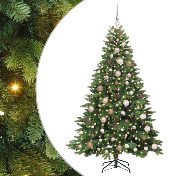 vidaXL Artificial Christmas Tree with 300 LEDs Green 180 cm PE and PVC