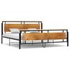 vidaXL Bed Frame | Black | Solid oak wood, powder-coated metal, MDF | Double