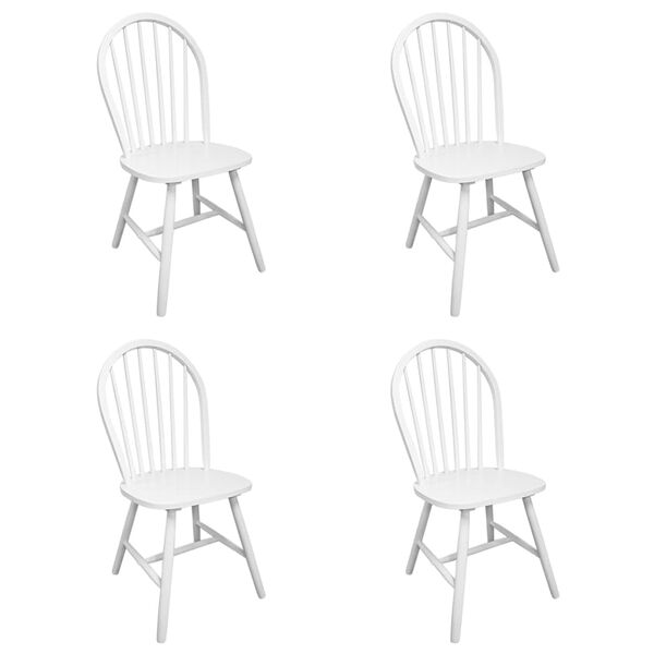 vidaXL Dining Chairs 4 pcs White Solid Rubber Wood