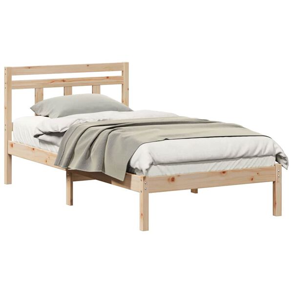 vidaXL Bed Frame Brown 90 x 200 cm Solid Pine Wood