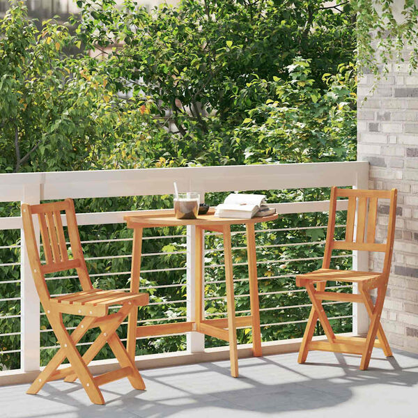 vidaXL Garden Chair Folding 2 pcs Oil Natural 40 x 42 x 85 cm