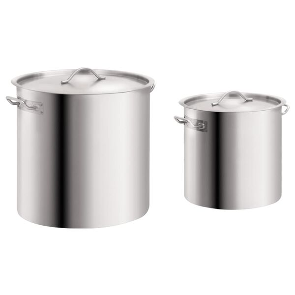 vidaXL 2 Piece Stock Pot Set 71/36 L Stainless Steel