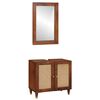 vidaXL Bathroom Cabinet 2 pcs Black and Gold Solid Mango Wood