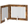 vidaXL Foldable Dog Gate with Stands 2 pcs Smoked Oak 200.5 cm
