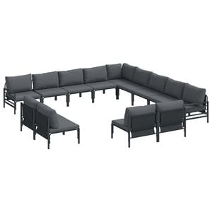 vidaXL Garden Sofa Set 13 pcs Black Steel