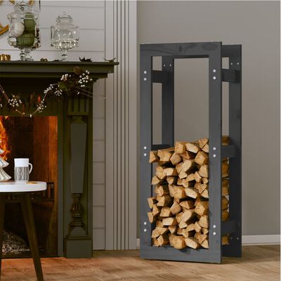 vidaXL Firewood Rack Grey 41x25x100 cm Solid Wood Pine