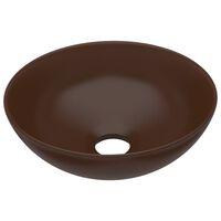 vidaXL Bathroom Sink Ceramic Dark Brown Round