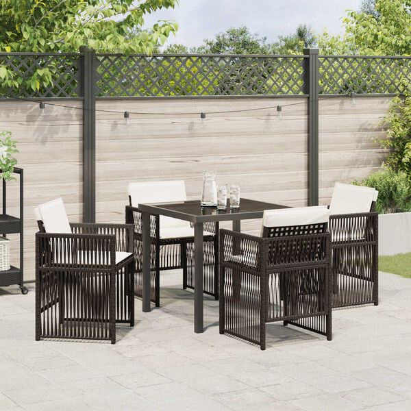 vidaXL Garden Dining Set 5 pcs Brown Powder-Coated Steel