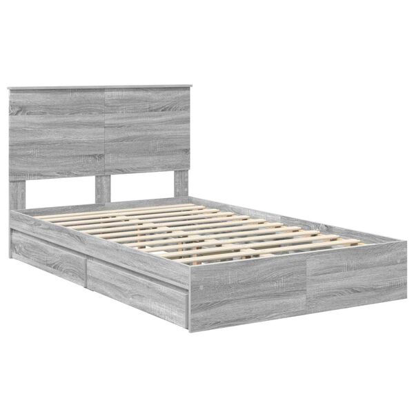 vidaXL Storage Bed Grey Sonoma 135 x 190 cm Engineered Wood