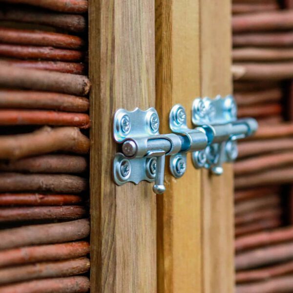 vidaXL Triple Bin Shed Pinewood and Wicker