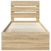 vidaXL Bed Frame with Headboard Sonoma 90 x 190 cm Solid Pine Wood