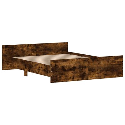 vidaXL Bed Frame with Headboard and Footboard Smoked Oak 150x200 cm King Size