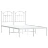 vidaXL Metal Bed Frame without Mattress with Headboard White 120x200cm