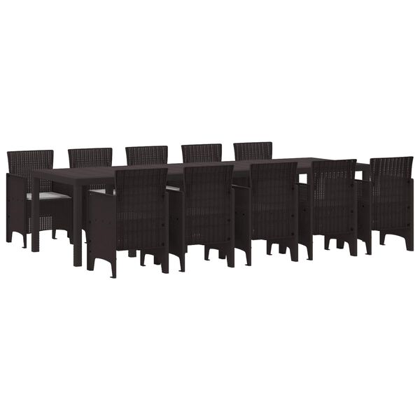 vidaXL Garden Dining Set 11 pcs Brown and Lght grey Poly rattan