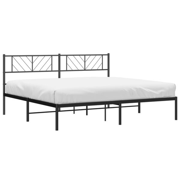 vidaXL Metal Bed Frame without Mattress with Headboard Black 180x200cm