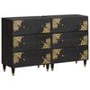 vidaXL Sideboard 2 pcs Black 60 x 33 x 75 cm Solid Mango Wood