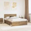 vidaXL Bed Frame Artisian Oak 140 x 190 cm Solid Pine Wood