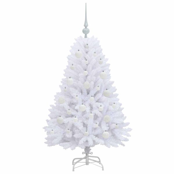 vidaXL Artificial Hinged Christmas Tree White 120 cm PVC and Steel
