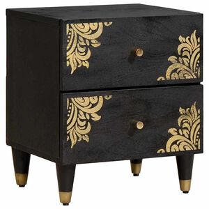 vidaXL Bedside Cabinet Black 40 x 33 x 46 cm Solid Mango Wood
