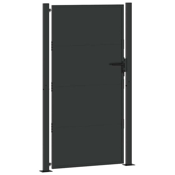 vidaXL Garden Gate with Lock Black 100 x 200 cm Powder-coated steel