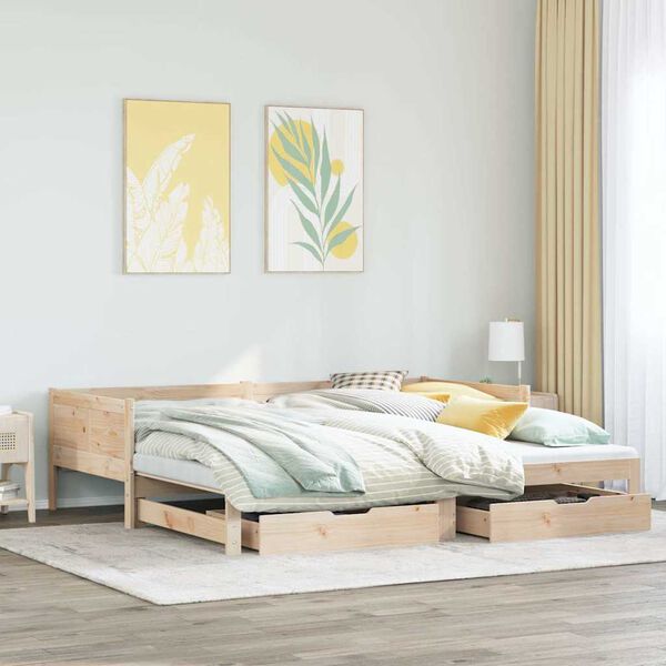 vidaXL Daybed with Trundle and Drawers without Mattress 80x200 cm