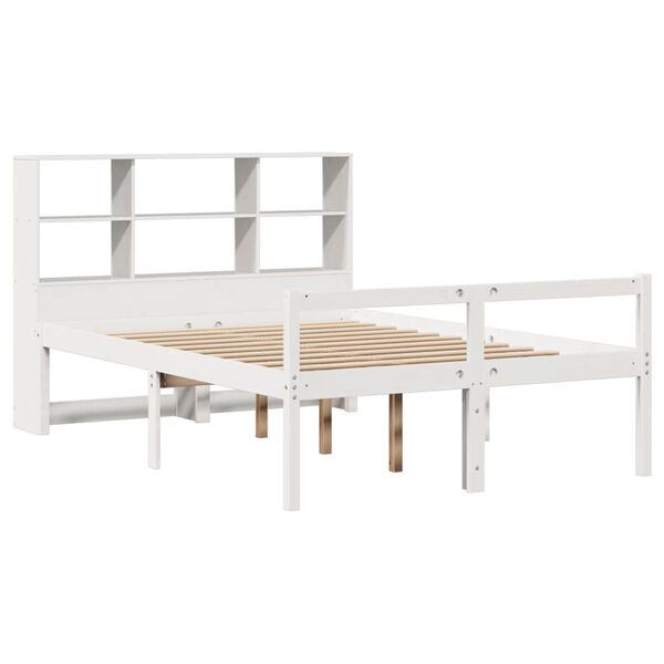 vidaXL Bookcase Bed without Mattress White 120x190 cm Small Double Solid Wood Pine