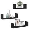 vidaXL Wall Shelves 3 pcs Black Oak Engineered Wood