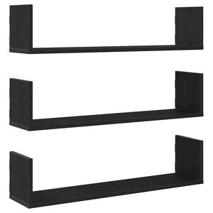 vidaXL Wall Shelves 3 pcs Black Oak 80x18x18 cm Engineered Wood