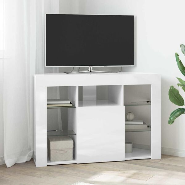 vidaXL Corner LED TV Cabinet Wall-mounted High gloss White 100x40x68cm